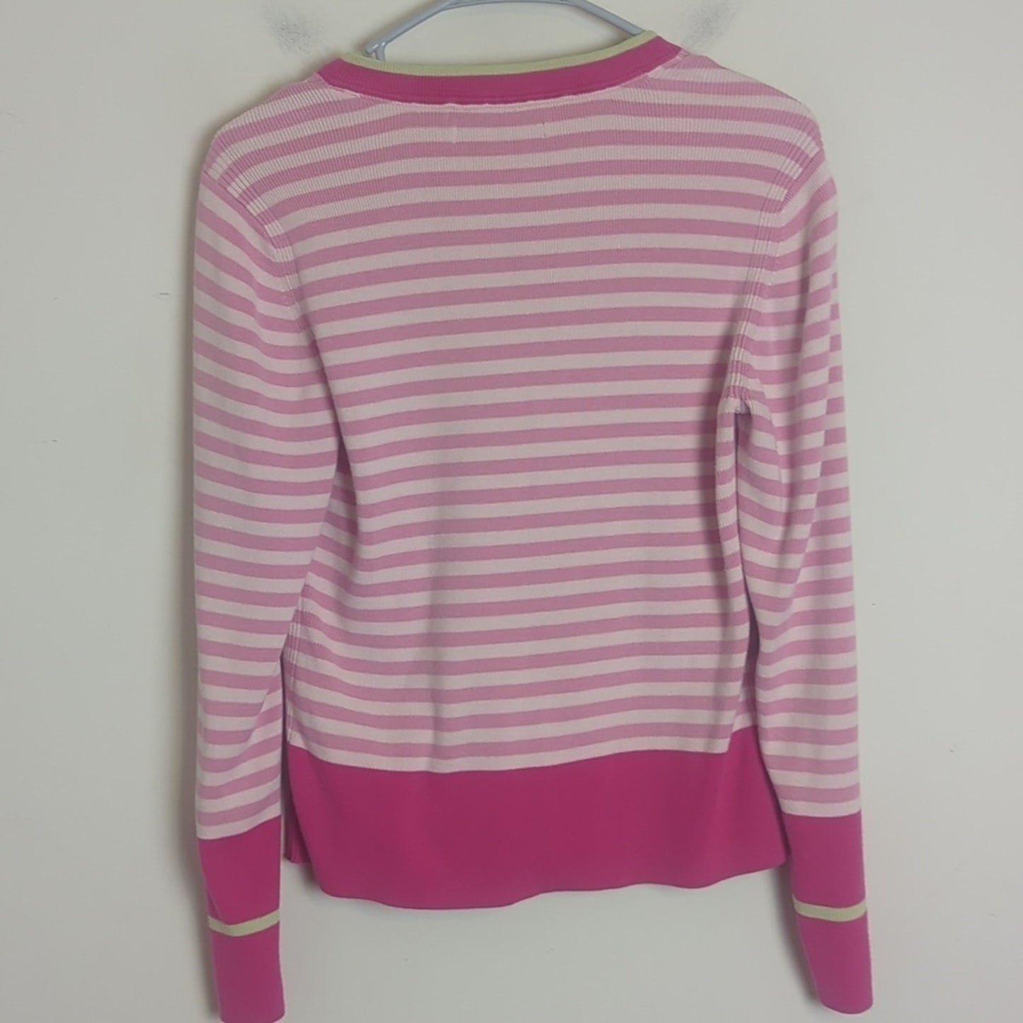 Y2K Tommy Hilfinger Cropped Preppy Tight Knit Sweater Pink Women's Size L