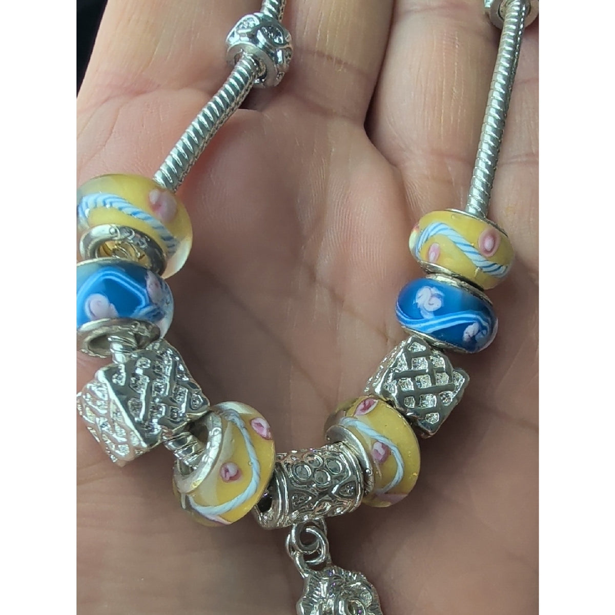 Artisan Lampwork Glass Bead Necklace 925 Sterling Beads European Style Charm