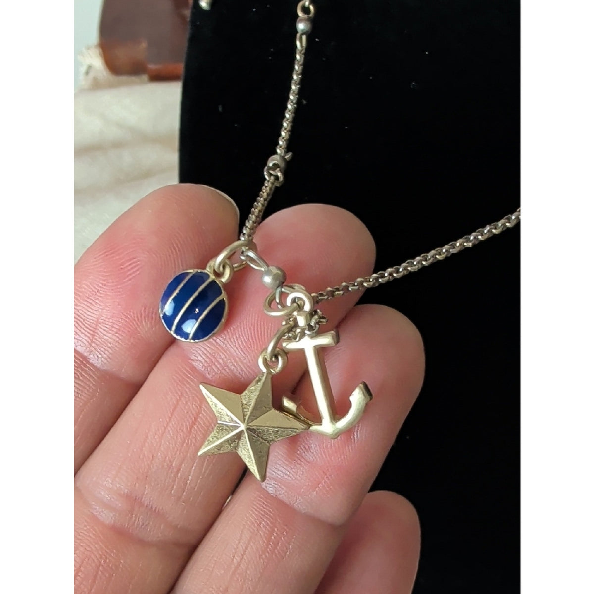 Lia Sophia Nautical Charm Necklace & Bracelet Set Coastal Prep Maritime Jewelry