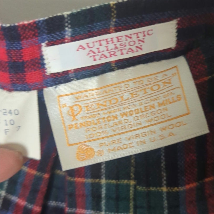 VTG 1970's Pendleton Allison Tartan Virgin Wool Skirt & Scarf Small