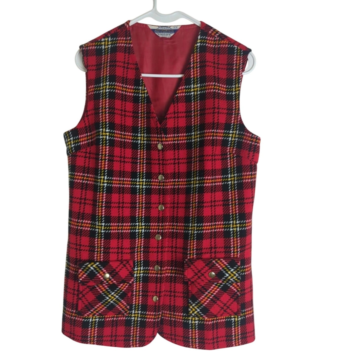 Vintage 60's/70's Tartan Plaid Button Down Vest Women's Size Large