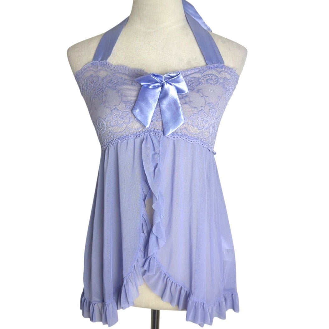 Y2k Coquette Soft Girl Lace Sheer Top/Lingerie Size Large