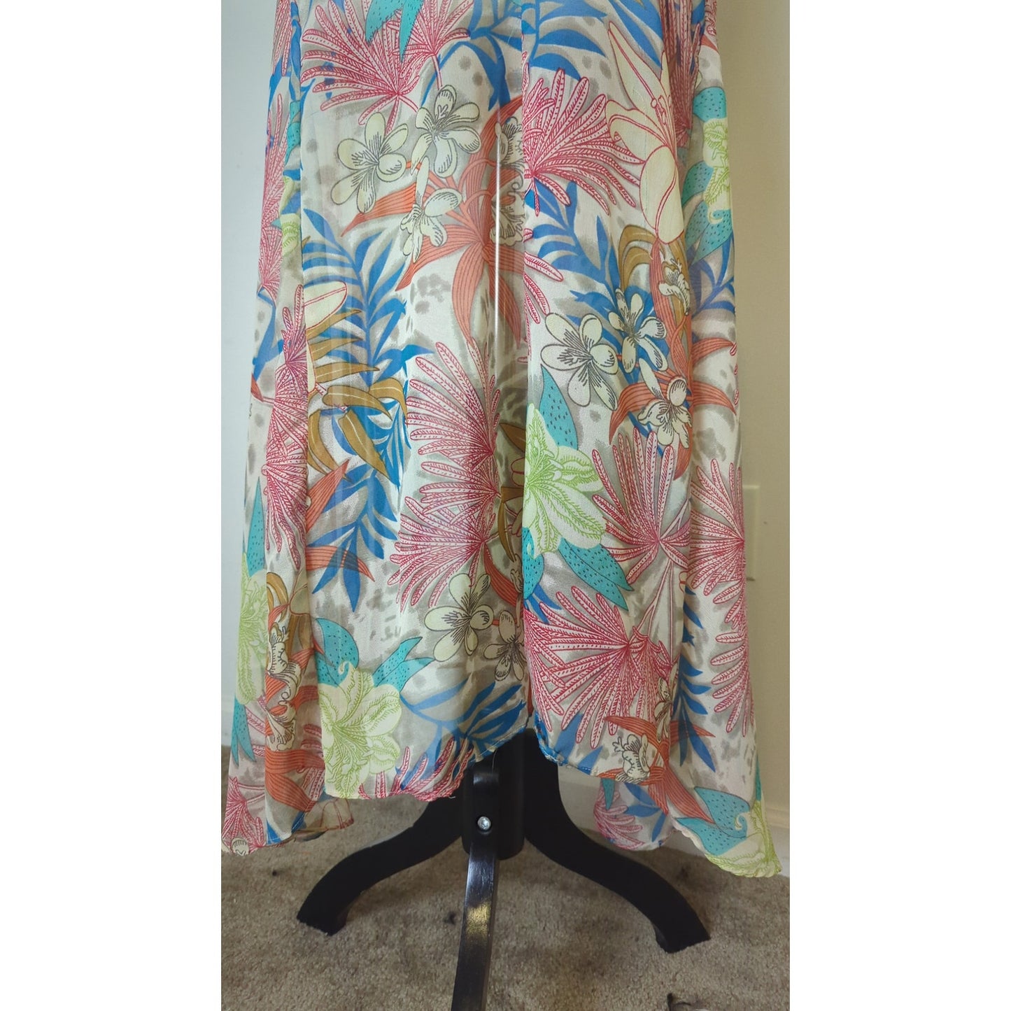 Boho Fairy Sheer Floral Midi/Max Beaded Sequined Dress Small