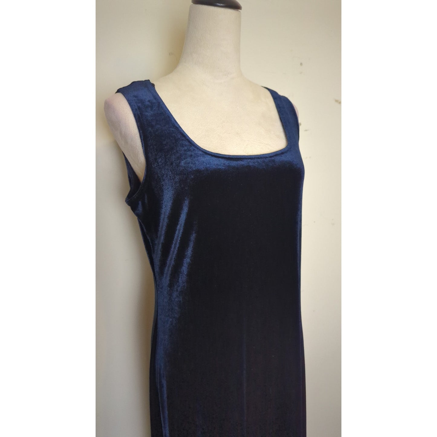 Vintage Whimsigoth Dark Navy Velvet Maxi Dress Women's Medium