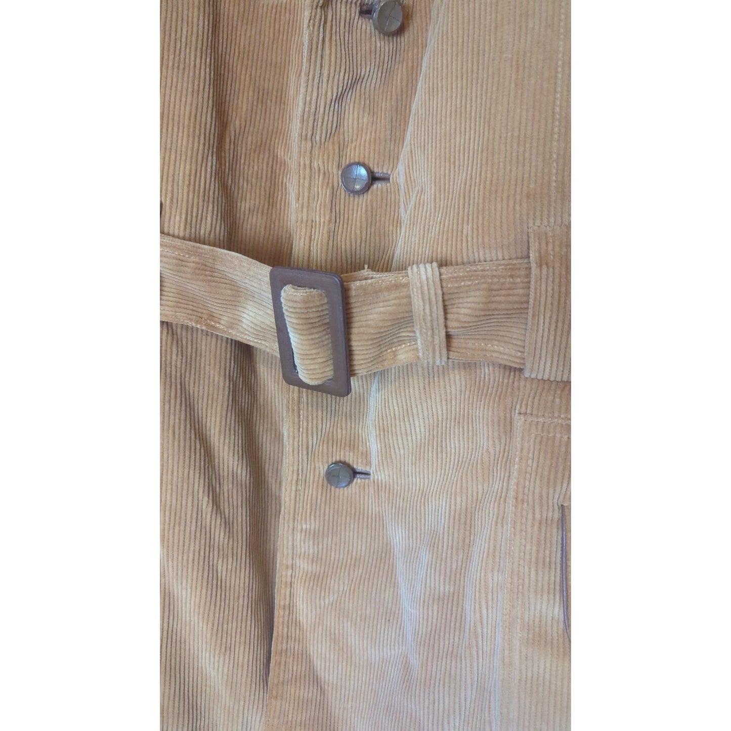 VTG 70s Towncraft Penneys Butterscotch Corduroy Belted That 70's Show Jacket Coat XL Faux Fur