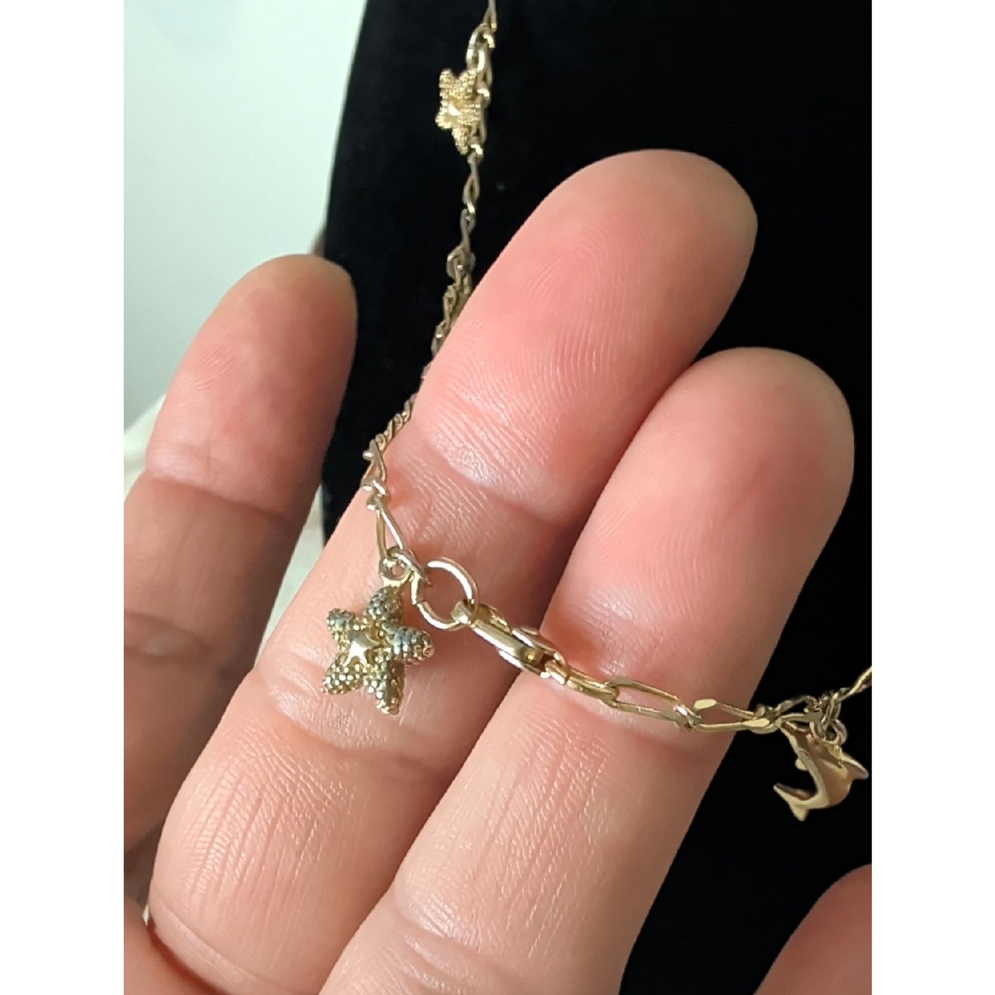 Vintage Dolphin & Star Charm Necklace Gold Tone Coastal Y2K Bracelet / Anklet
