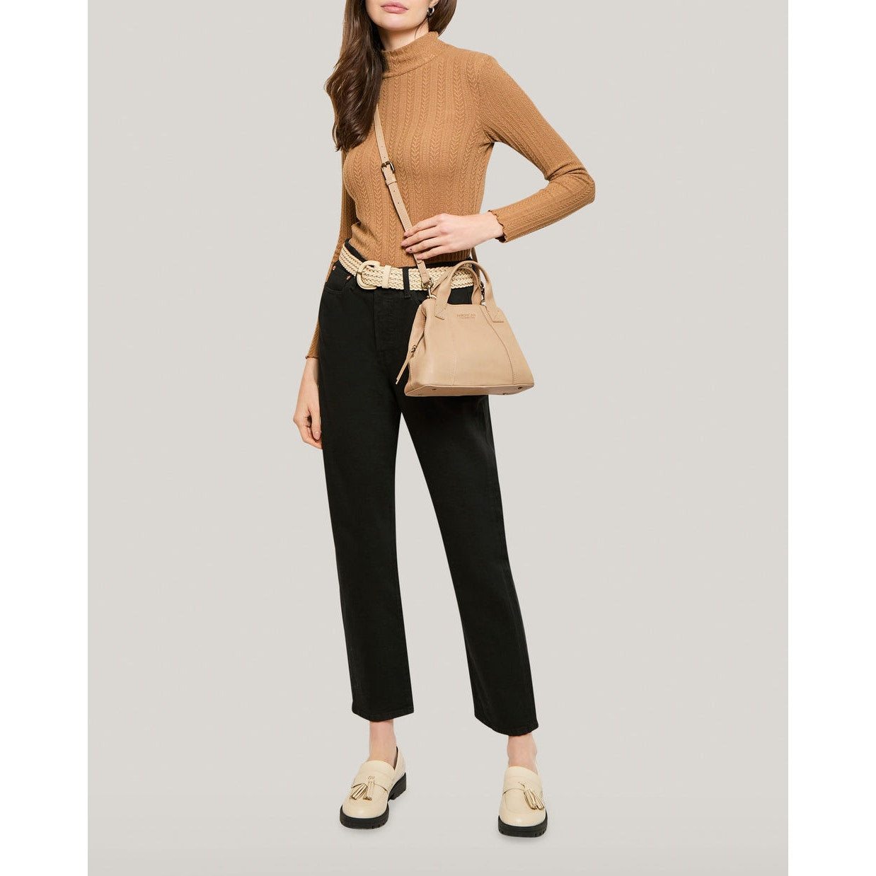 Minimalist American Leather Triple Entry Crossbody Bag Travel