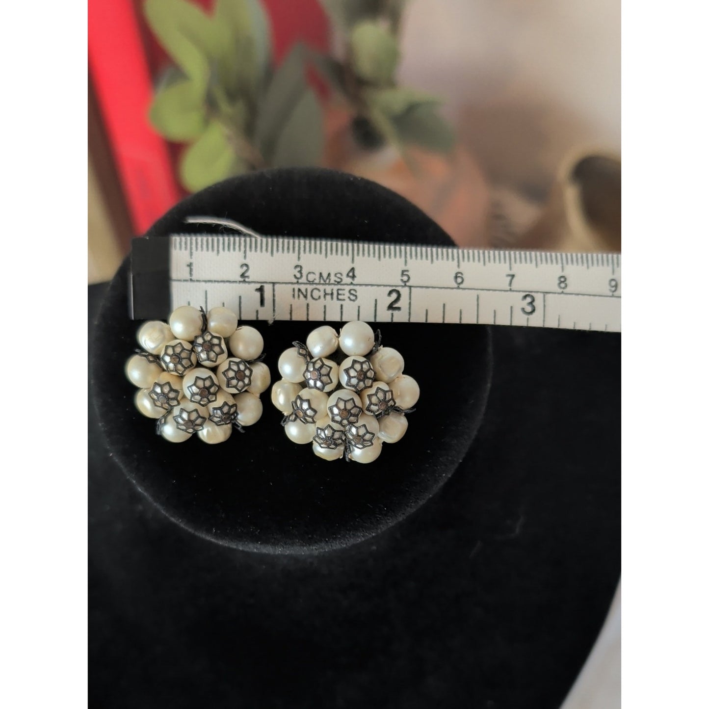 Signed Laguna Faux Pearl Necklace & Clip Earring Set Vintage 1950s Mid-Century
