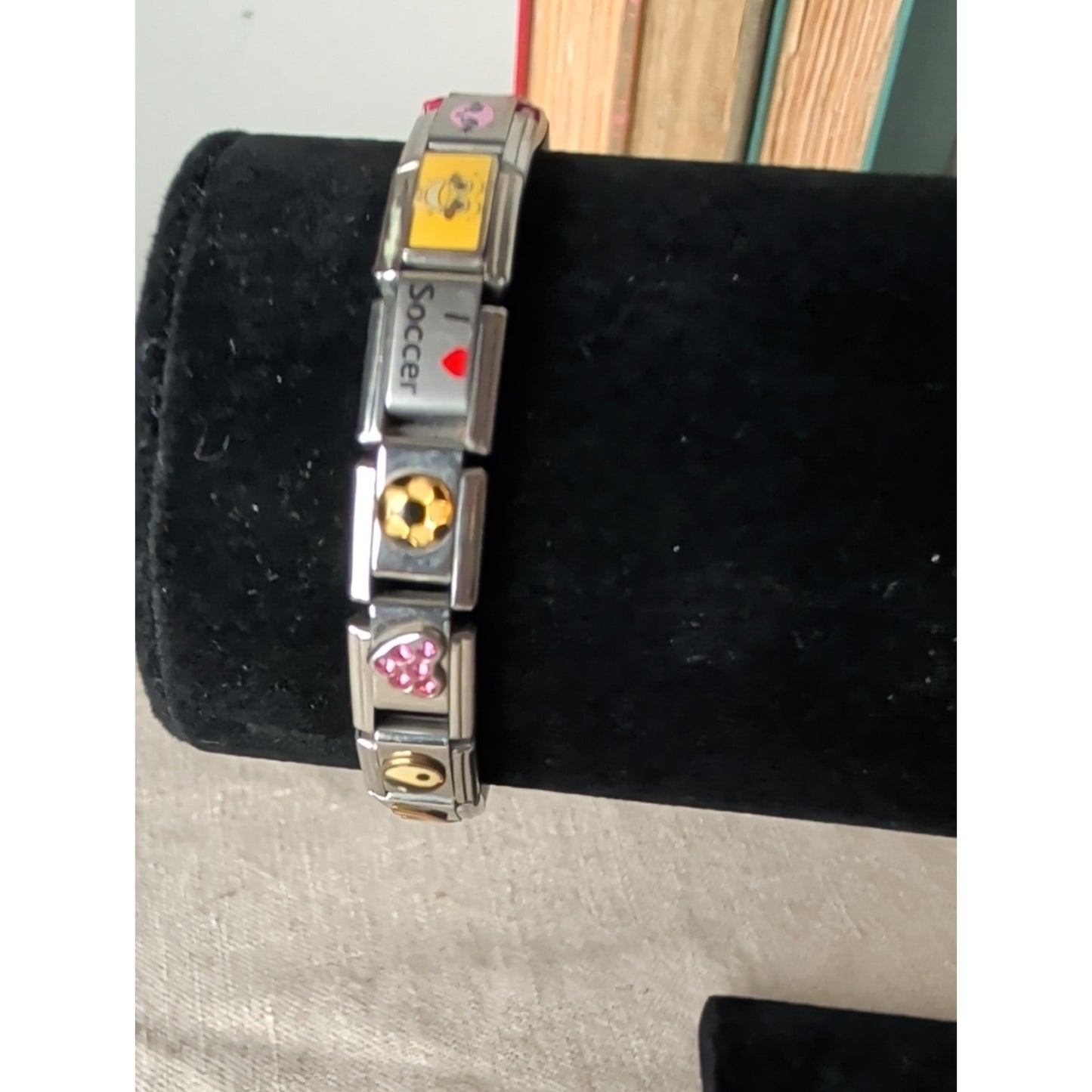 Y2K Essenza Italian Charm Link Bracelet Rainbow Yin Yang Soccer Stainless Steel