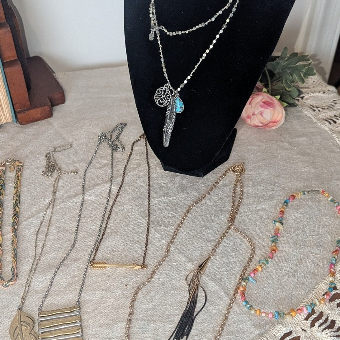 Eclectic Boho Luxe Jewelry Set  Mixed Metal Layered Necklaces, Lucky Brand