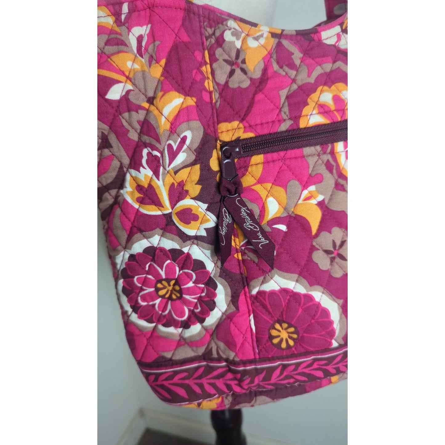 Retired Vera Bradley Carnaby Angel Medium Tote Pink Purple Boho Floral