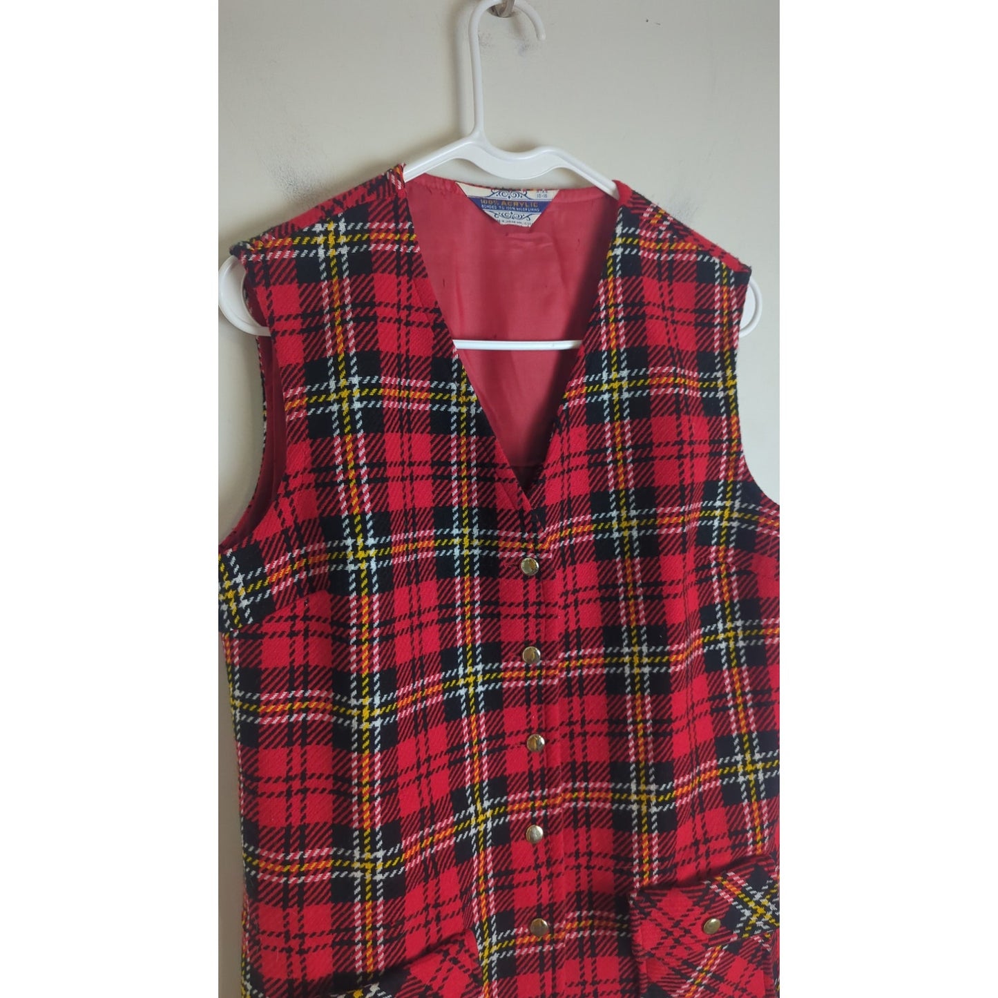 Vintage 60's/70's Tartan Plaid Button Down Vest Women's Size Large