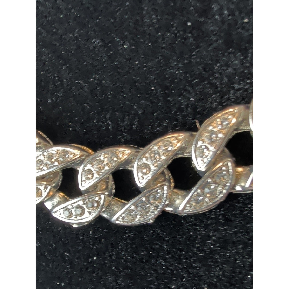 Y2K Rhinestone Cuban Link Necklace  Silver Tone Glam Chain  Pavé Crystal Detail