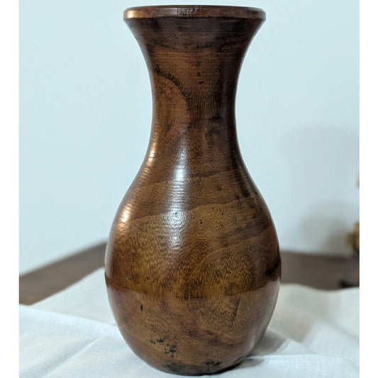 Vintage Hand Turned Wood Vase| Mid Century Modern Decor | Rustic Scandinavian Wooden Bouquet Vase