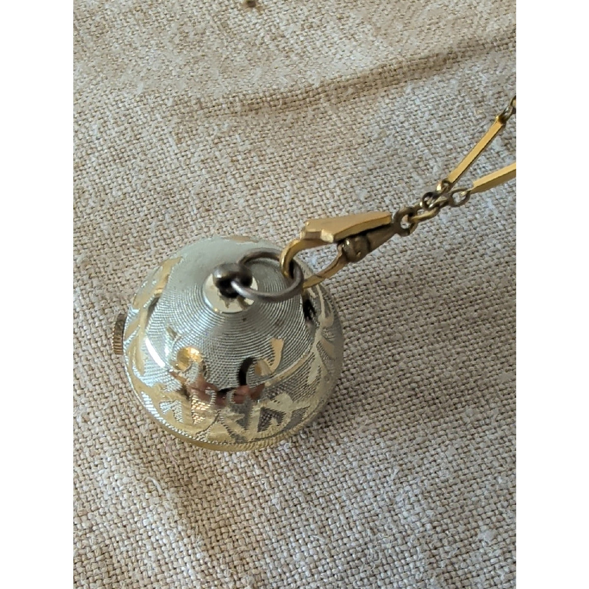 Vintage Sorna Swiss Made Pendant Watch Necklace Mid Century Gold Tone Retro