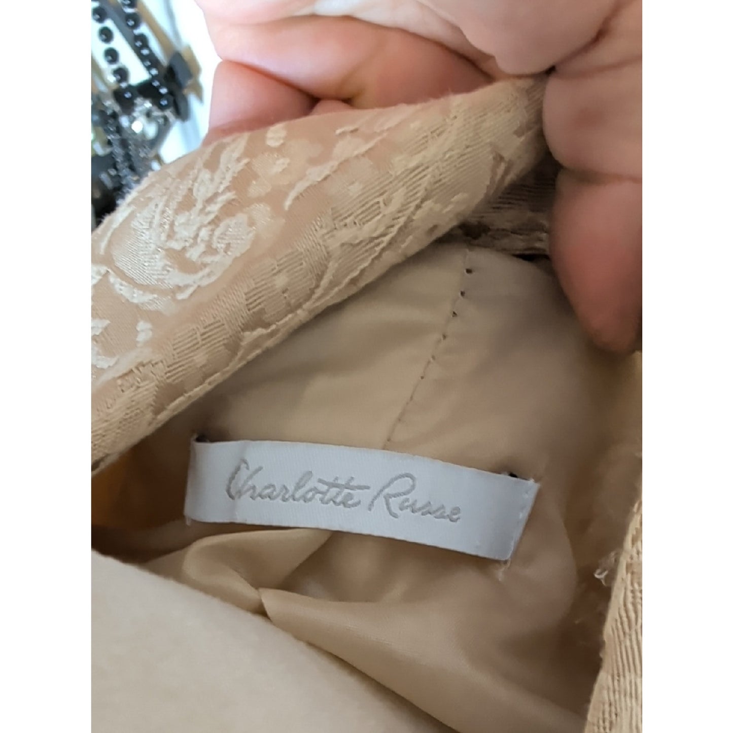 Y2K Cream Brocade Faux Fur Coat  Coquette McBling Holiday Glam Jacket