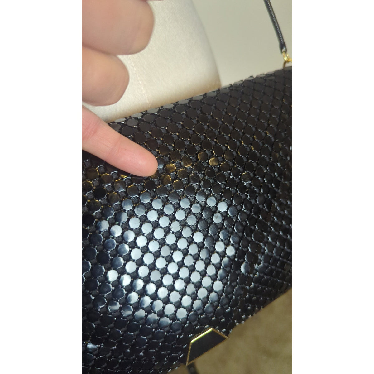 Vintage 70's Slinky Beaded Crossbody Shoulder Bag Evening Classic