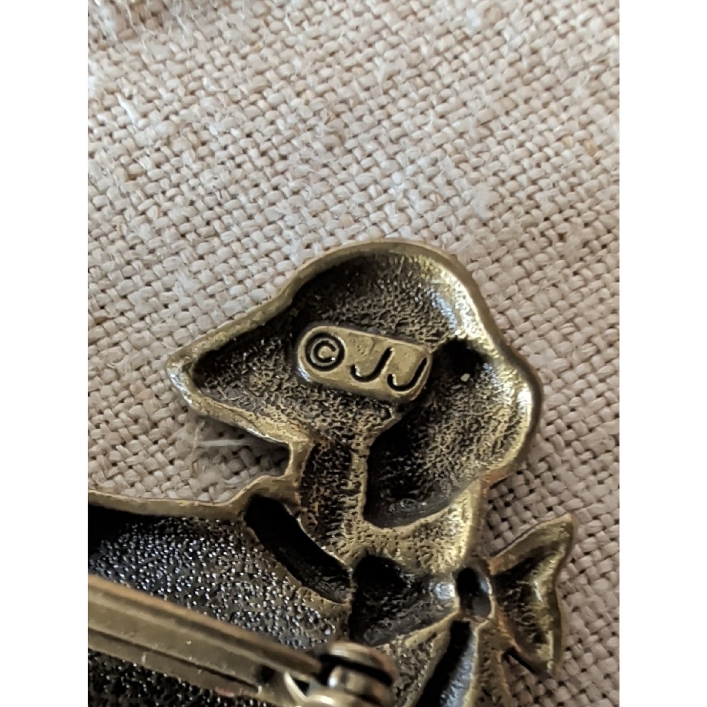 Vintage JJ Dachshund Brooch  Whimsical Wiener Dog Pin Bag Charm