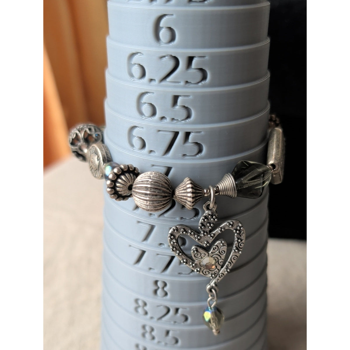 Vintage Treska Y2K Boho Heart Charm Bracelet  Silver Tone Artisan Statement