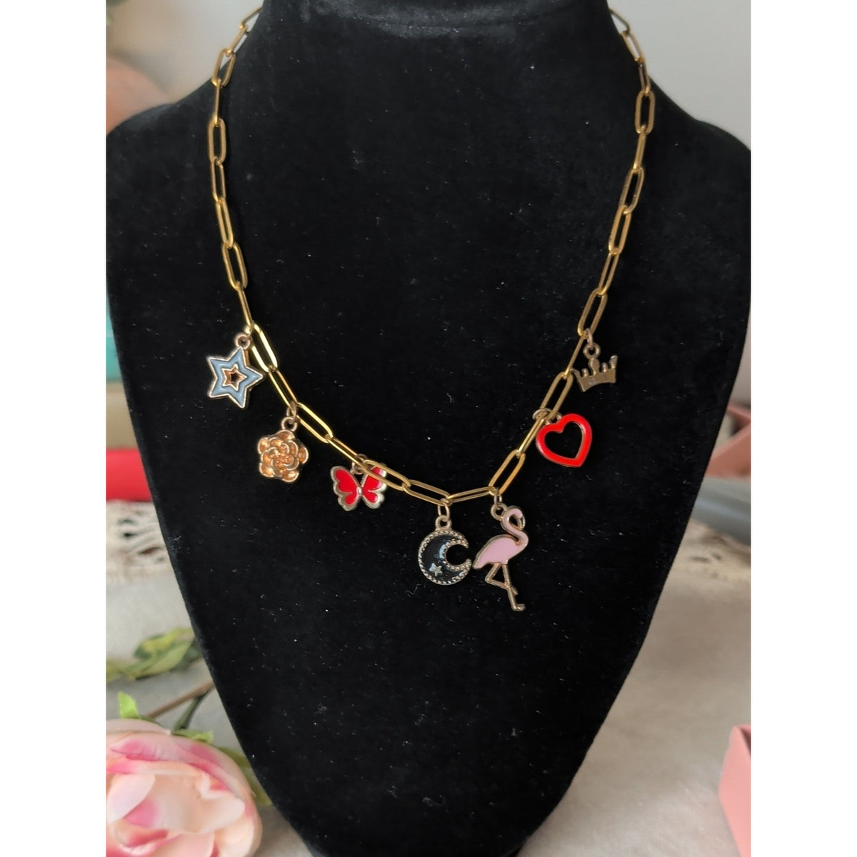 Stainless Steel Charm Necklace Y2K  Enamel Charm Necklace Kawaii Jewelry