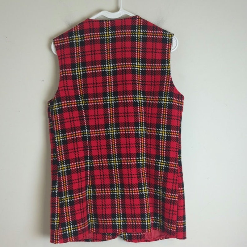Vintage 60's/70's Tartan Plaid Button Down Vest Women's Size Large