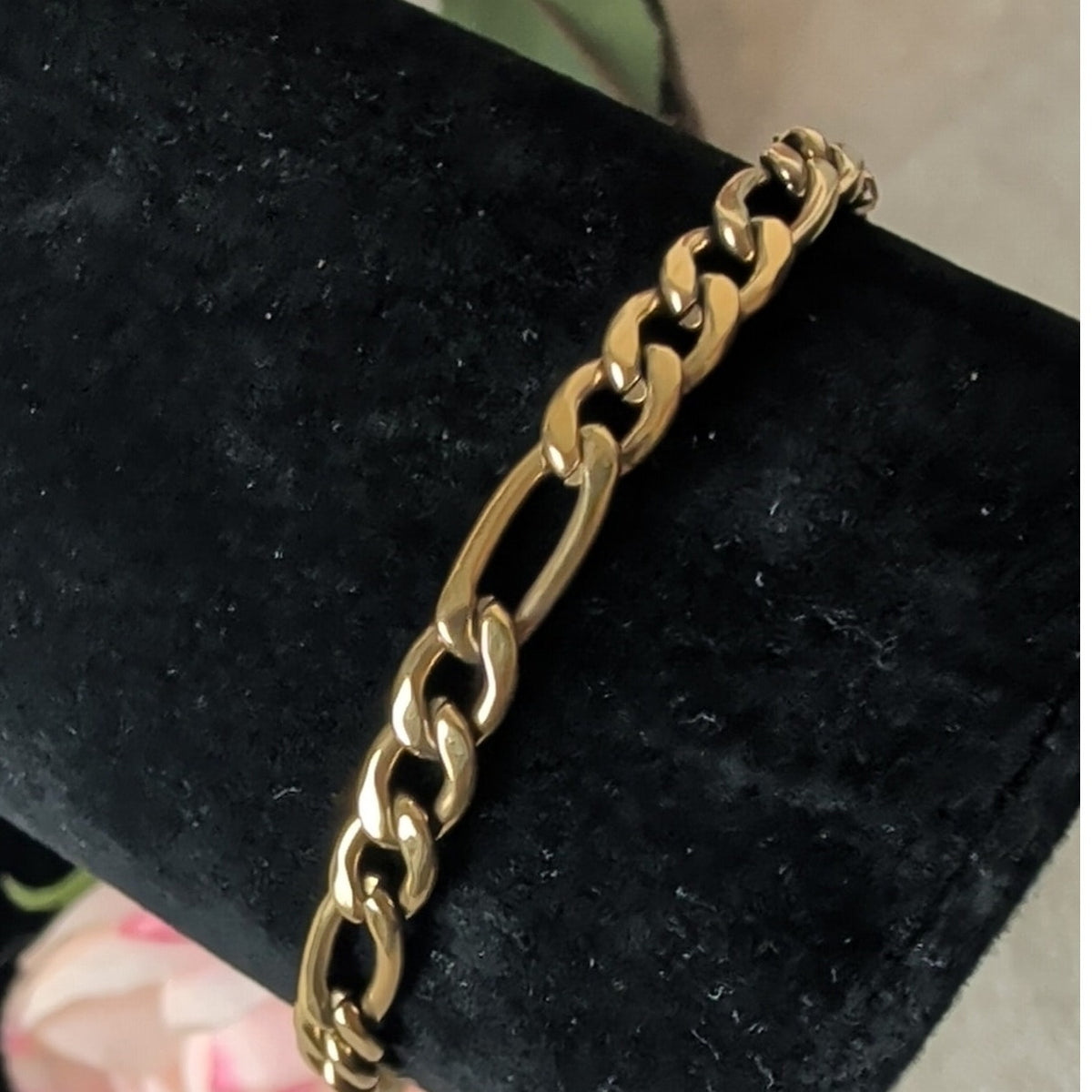 Vintage Gold Tone Stainless Steel Link Chain Bracelet Minimalist