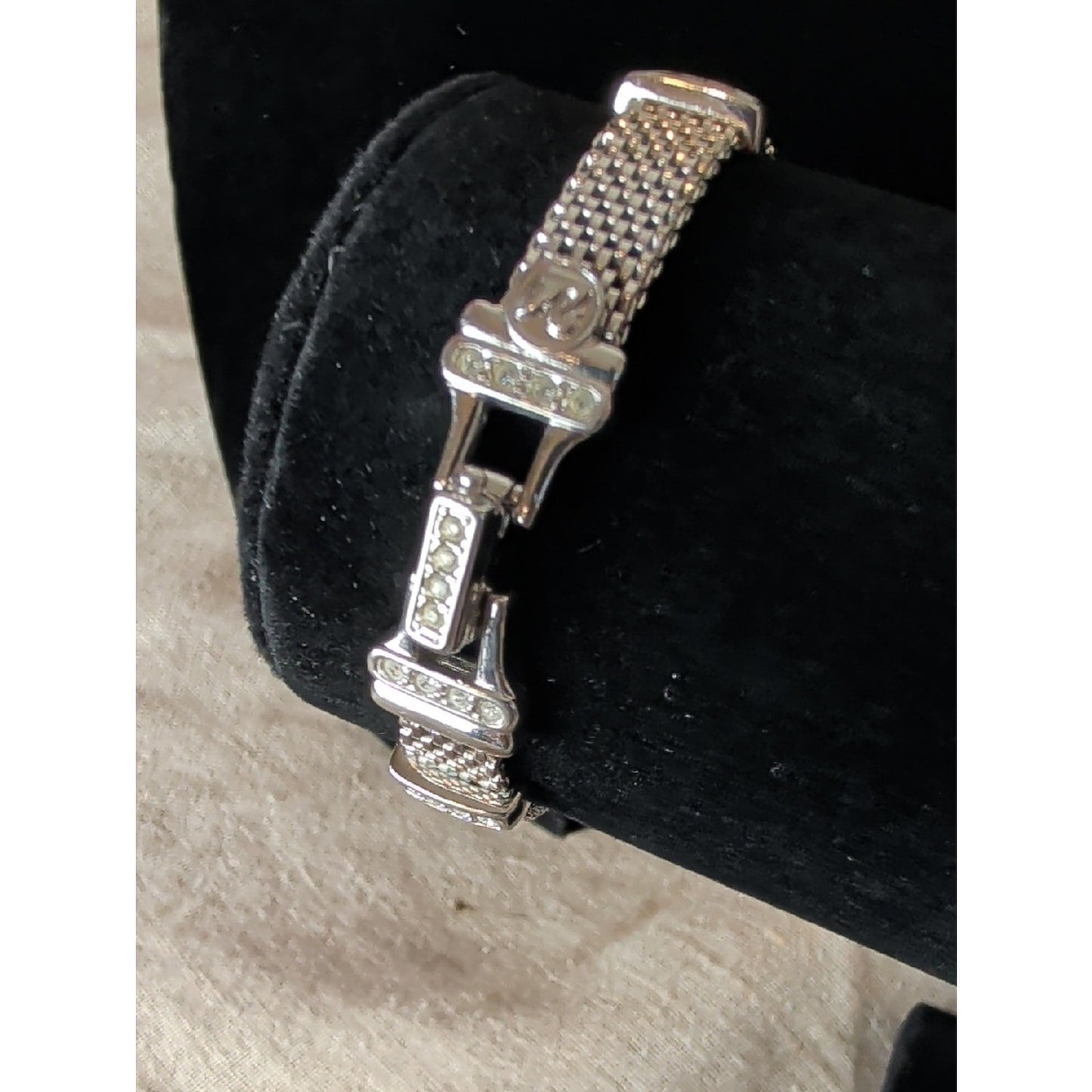 Swarovski Crystal Mesh Bracelet Silver Tone Minimalist Glam