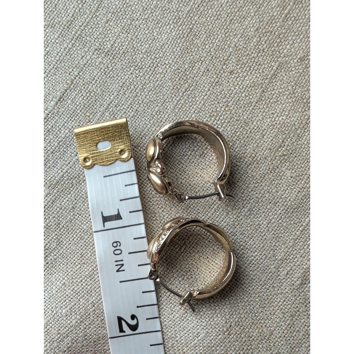 Vintage Gold Tone Sculptural Statement Earrings with Gemstone Accents