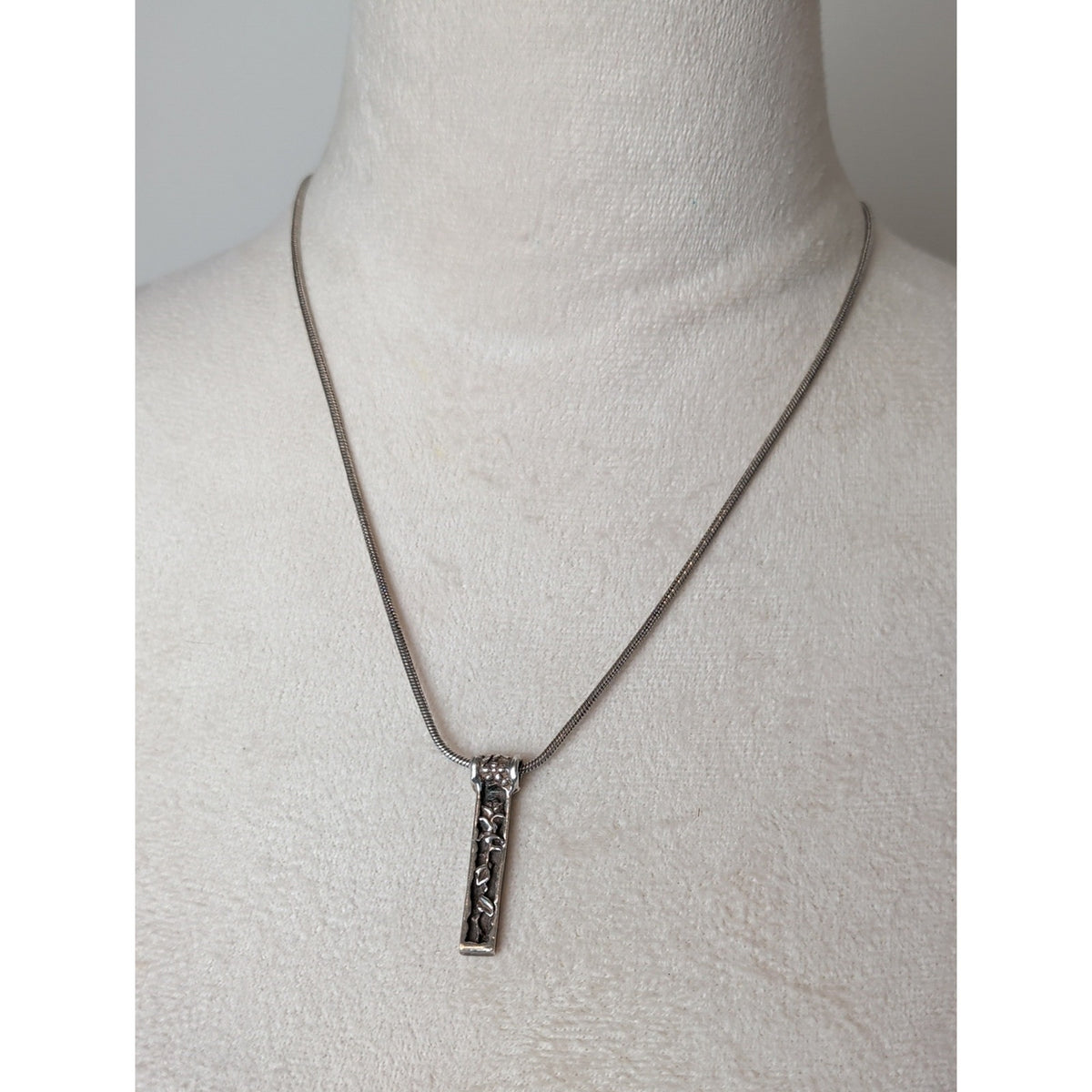 Floral Pendant Necklace 925 Botanical Bar Pendant Mixed Metal