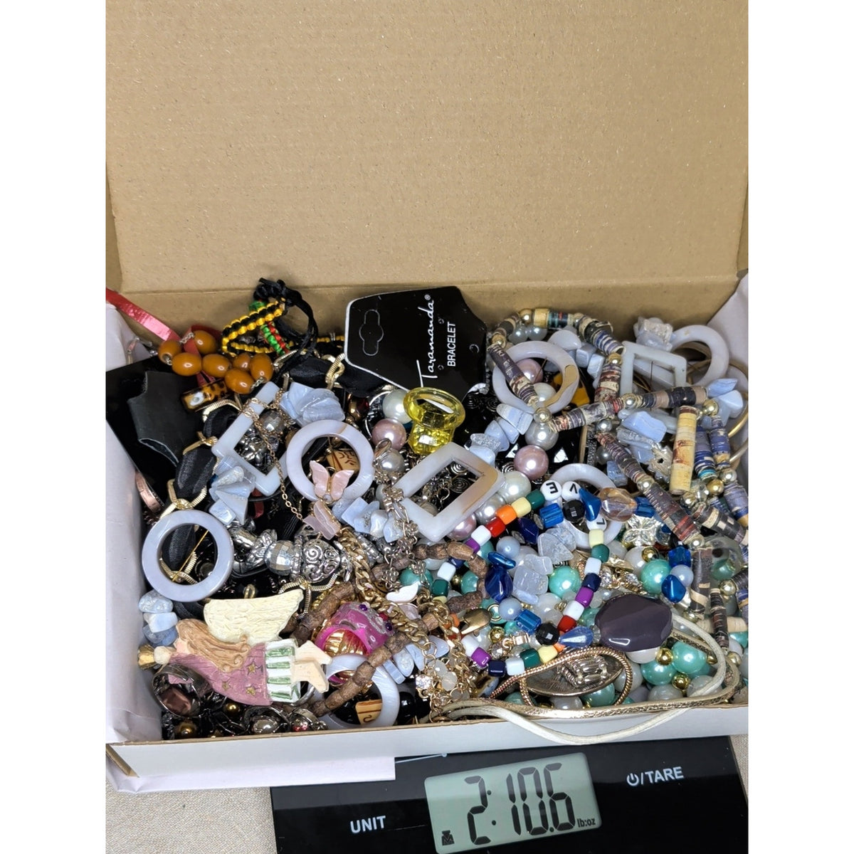 2 Lb Craft Lot Mystery Jewelry Box! Some Wearable! Fun Treasure Hunt!