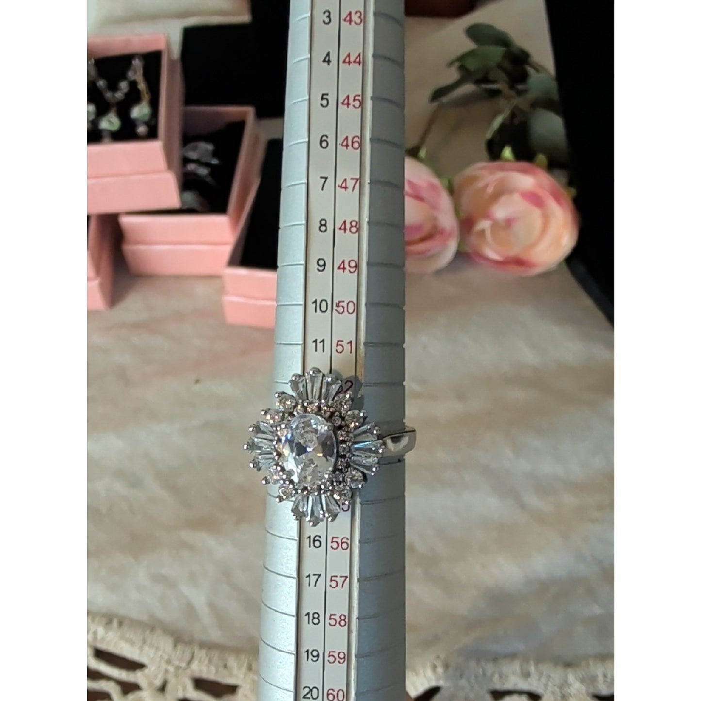 Sterling Silver CZ Halo Ring Y2K Princesscore Cocktail Ring Glam Coquette