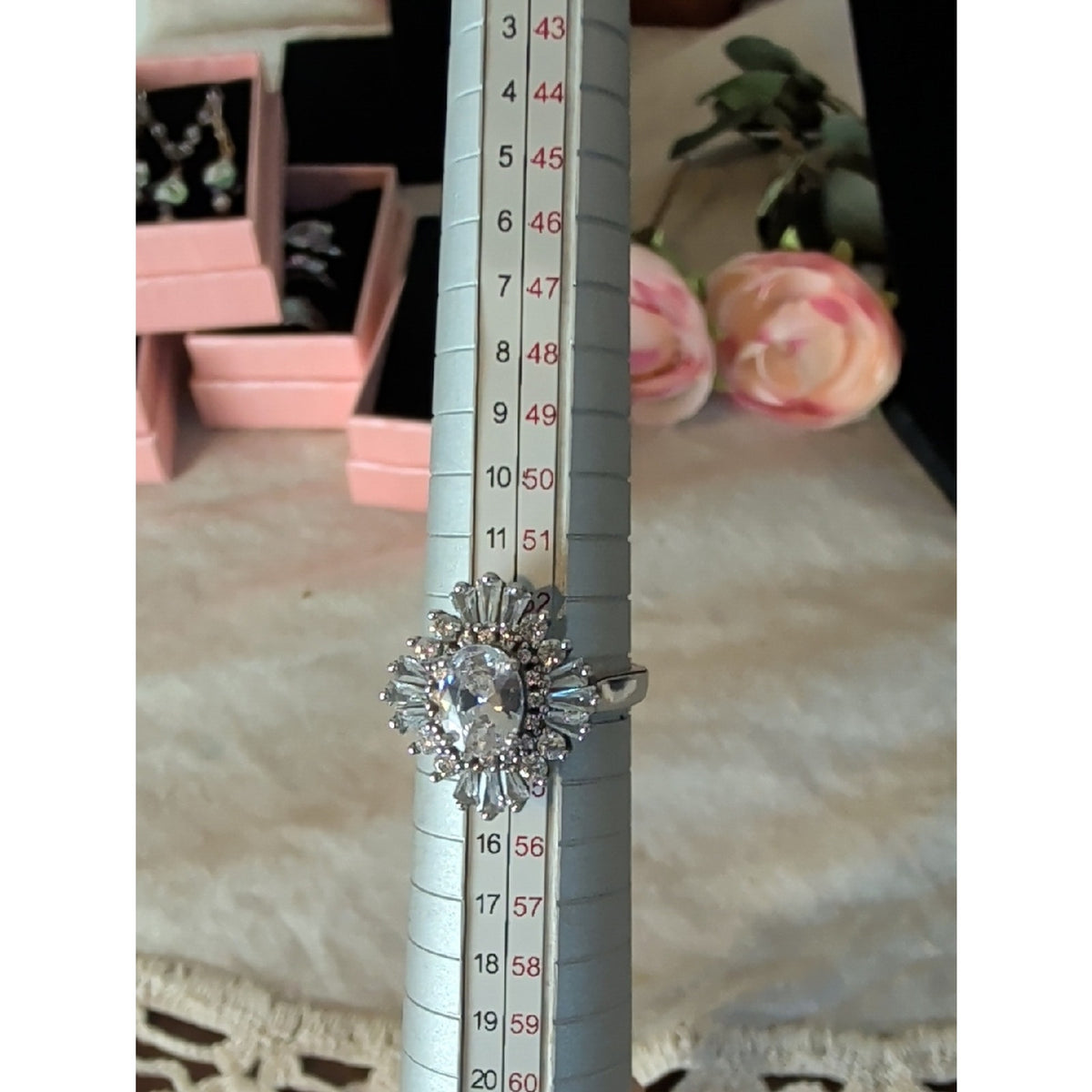 Sterling Silver CZ Halo Ring Y2K Princesscore Cocktail Ring Glam Coquette