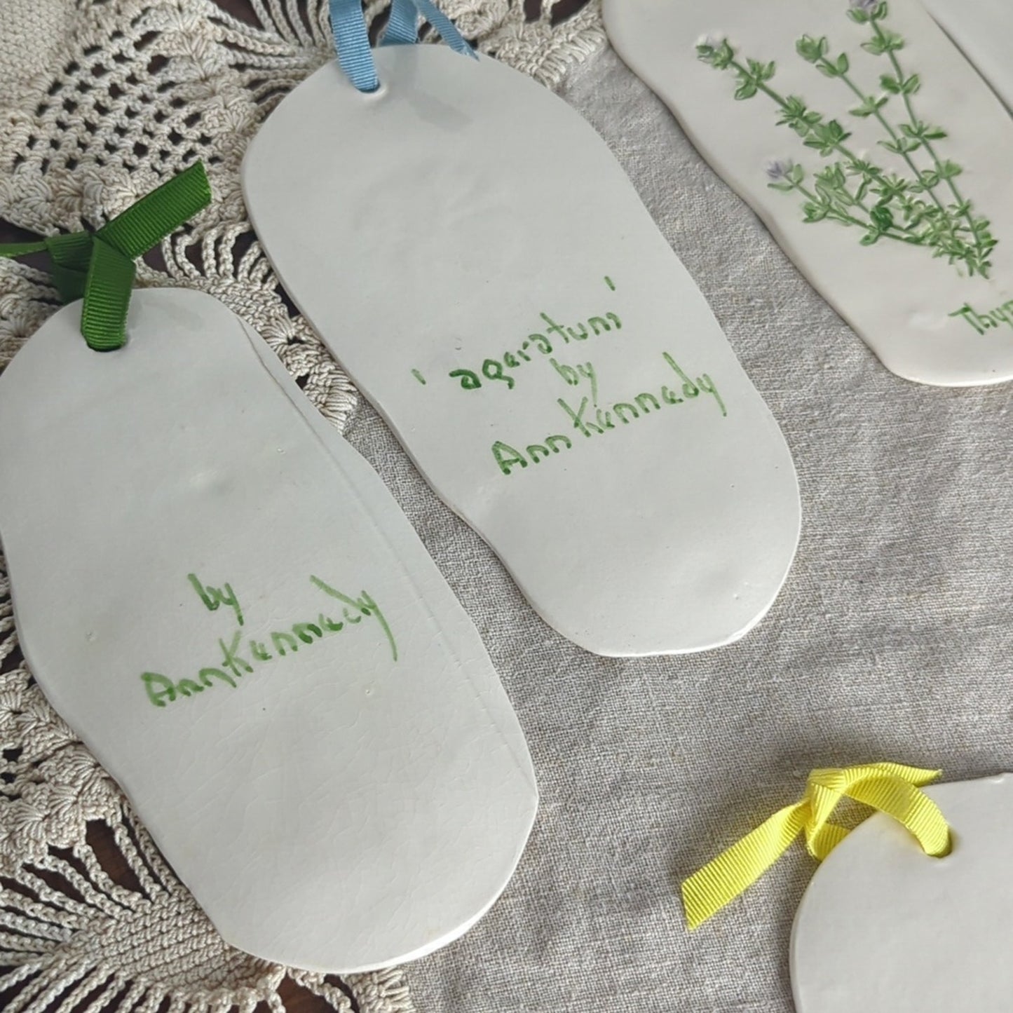 Hand Painted & Carved Herb Plaques Set of 8 Herb Kitchen Gallery Wall Display