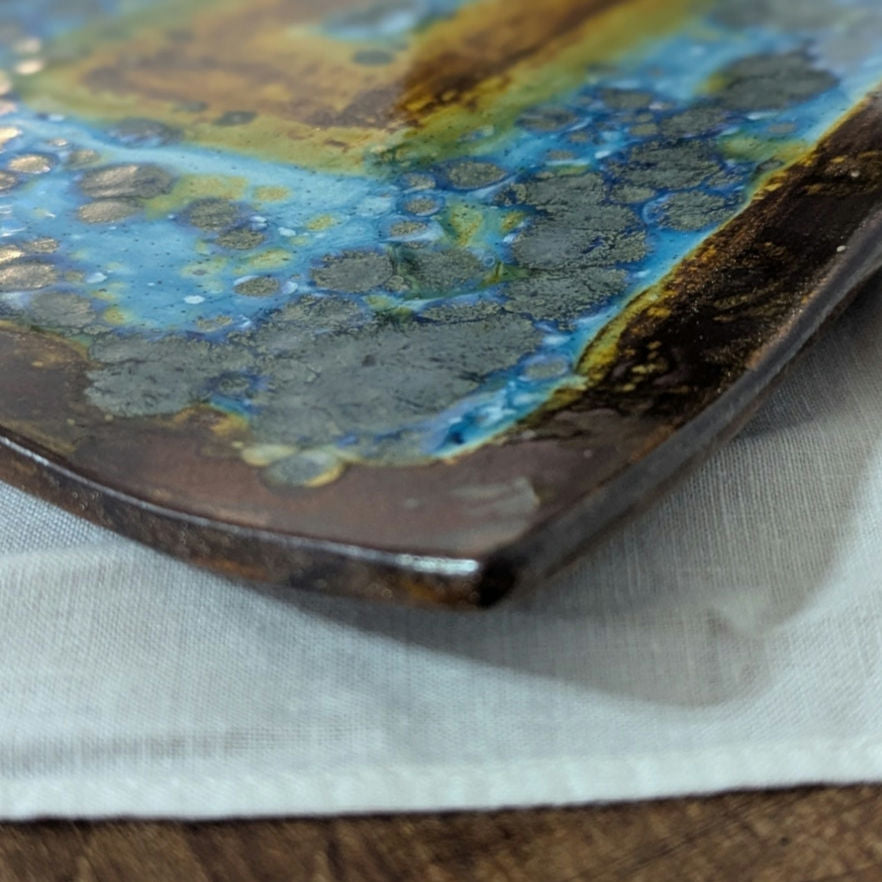Wabi-Sabi Inspired Studio Pottery Platter Handmade Sculptural Ceramic Art Organic Modern 11x8