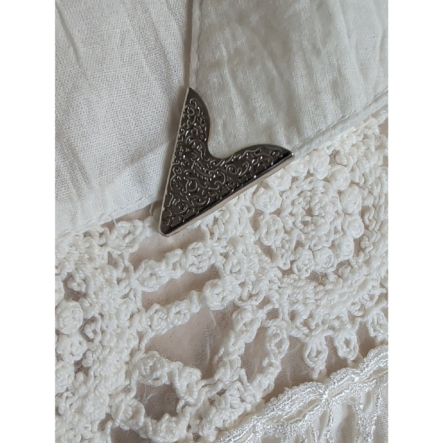 Vintage Lilia Smitty Western Fringe Blouse White Crochet Lace Fringe