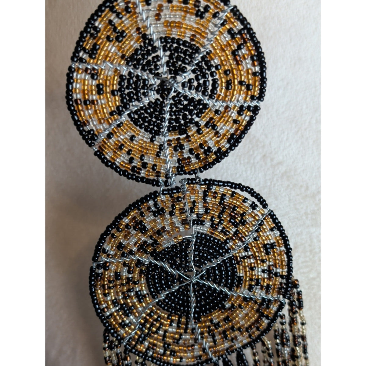 Handcrafted Beaded Fringe Statement Necklace Tribal Boho Luxe Wearable Art
