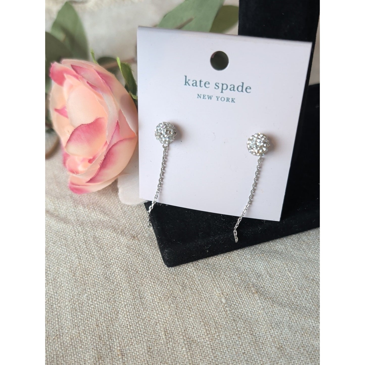 Kate Spade Silver Crystal Drop Chain Earrings