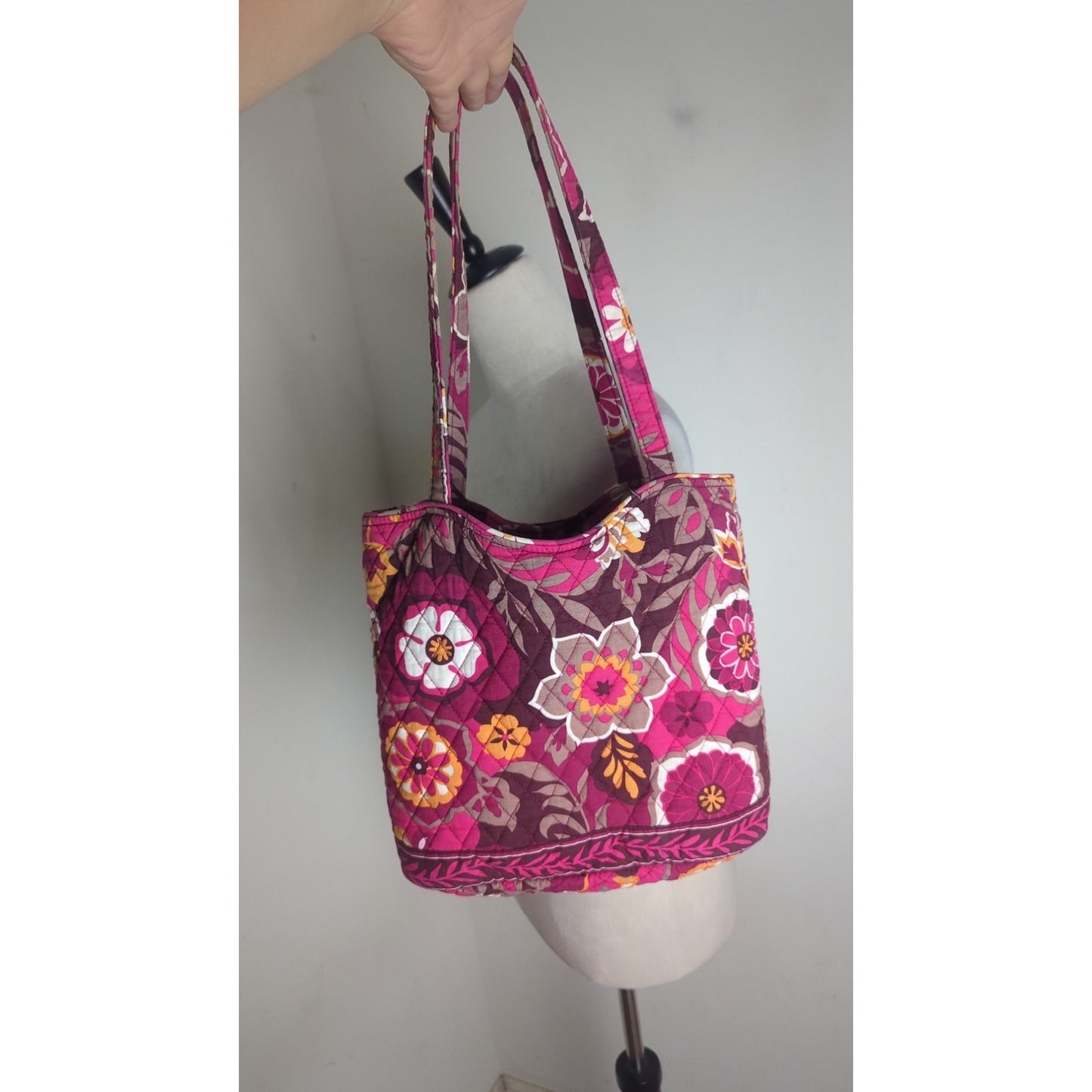 Retired Vera Bradley Carnaby Angel Medium Tote Pink Purple Boho Floral