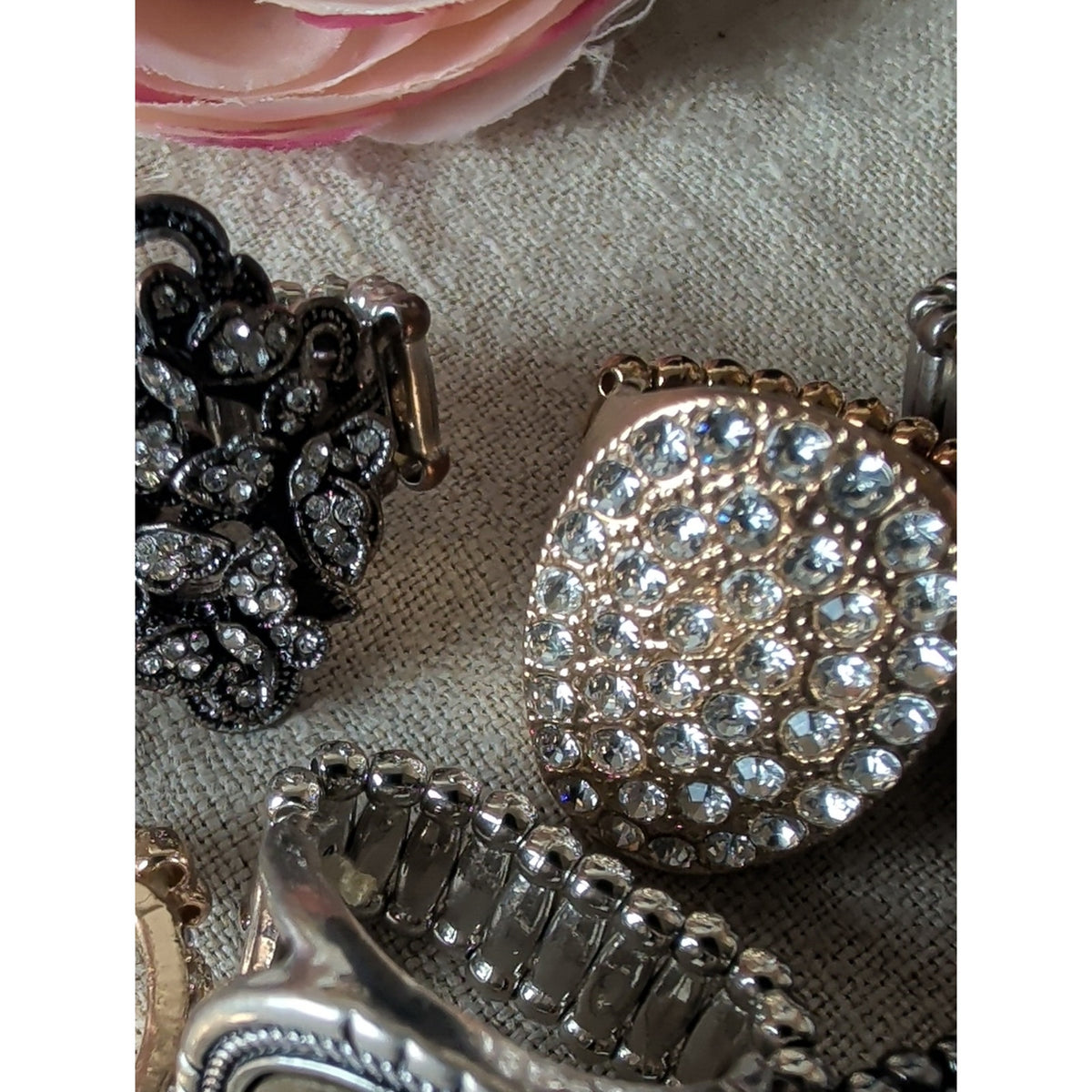 8 Stretch Cocktail Statement Rings Boho Western Faux Stones Rhinestone