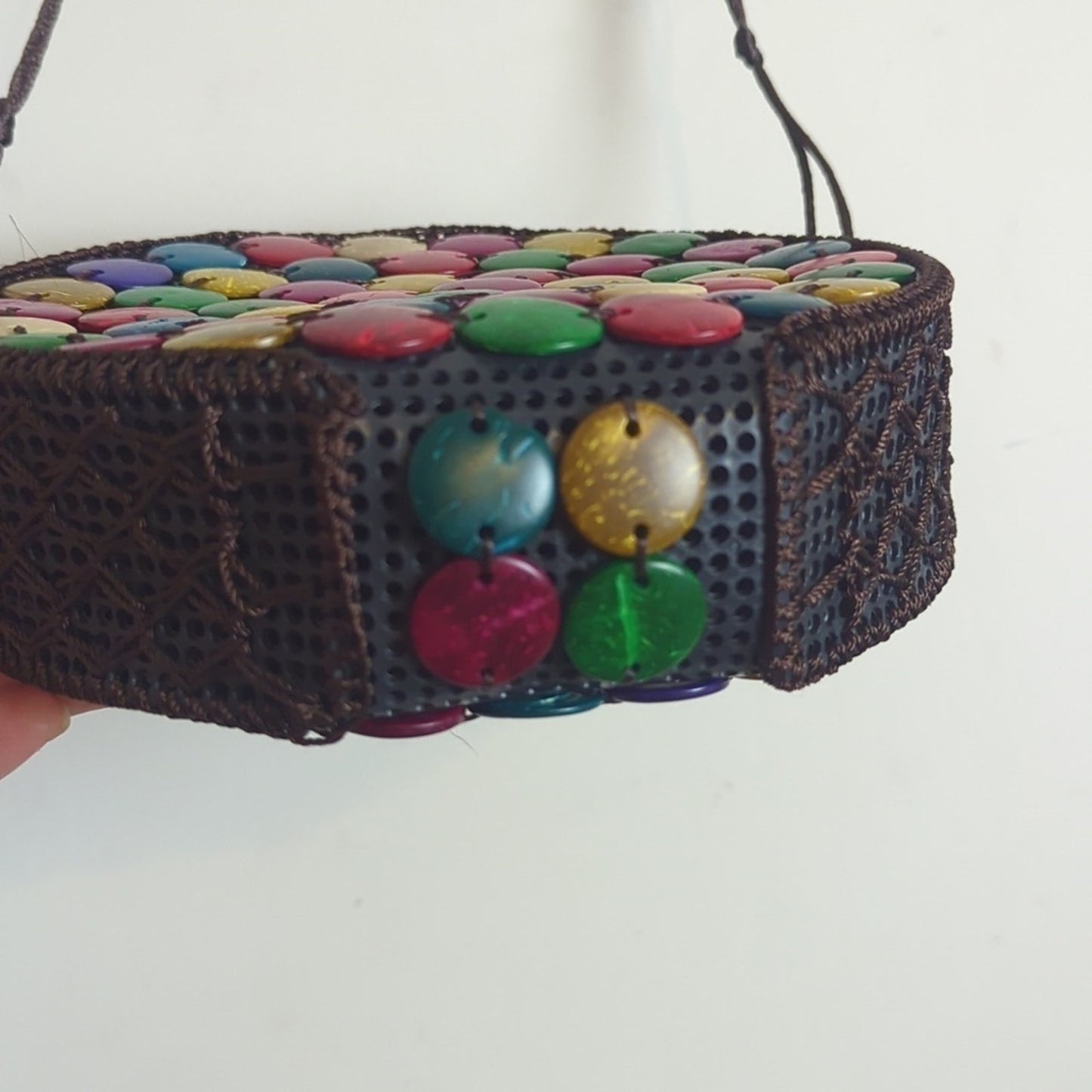 Women's Boho Round Coin Beaded Colorful Crossbody Bag