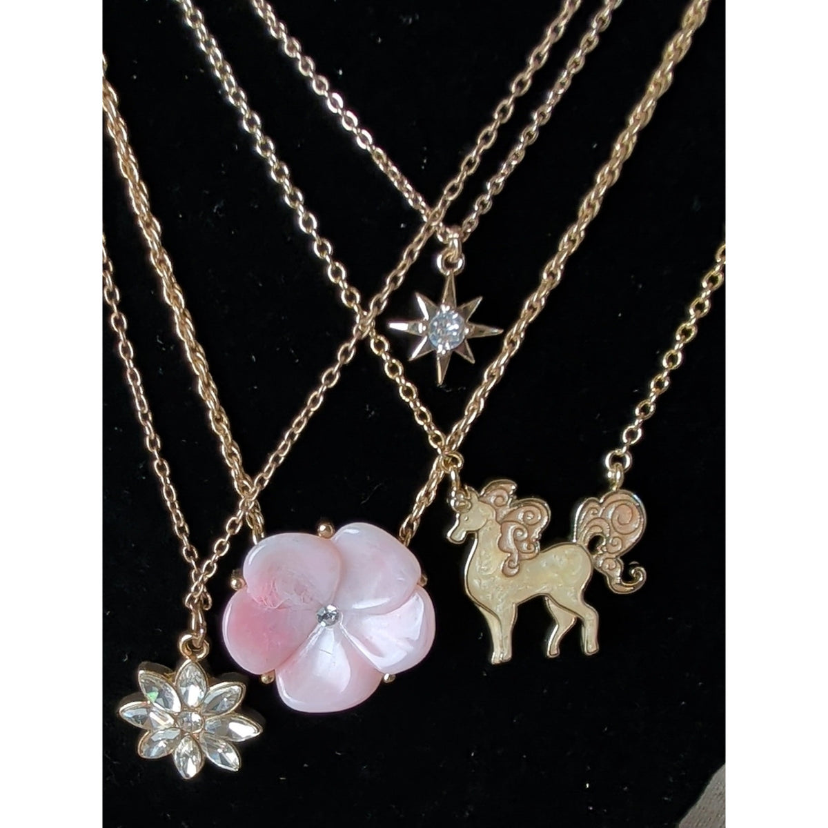 Princesscore Fairytale Jewelry Lot Crown Earrings, Whimsical Horse, Pink Floral,