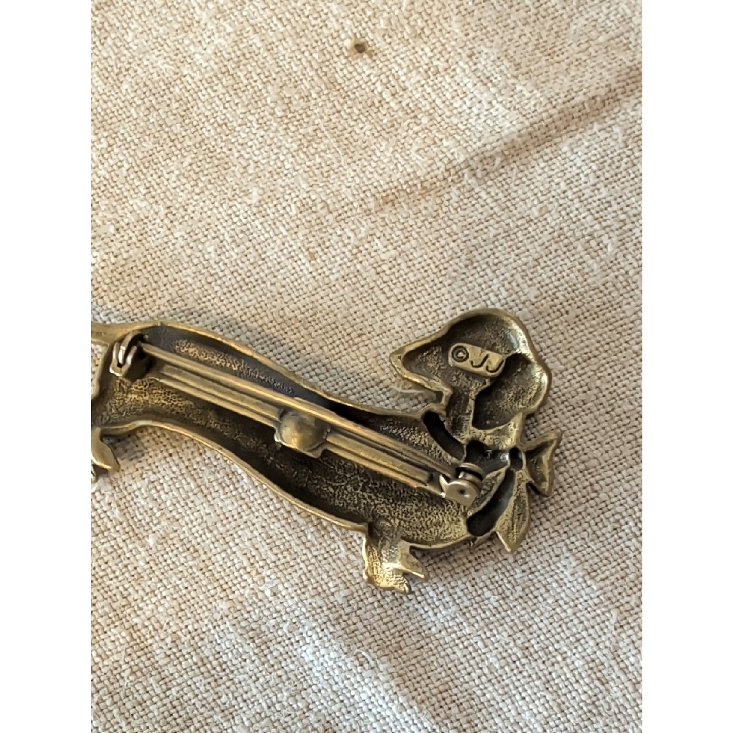 Vintage JJ Dachshund Brooch  Whimsical Wiener Dog Pin Bag Charm