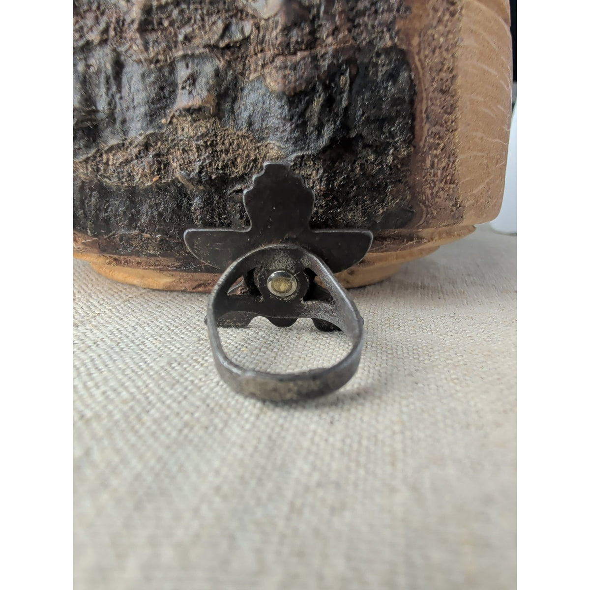 Vintage Fred Harvey Era Maisel's Indian Trading Post GREEN Turquoise Kachina Ring 4g