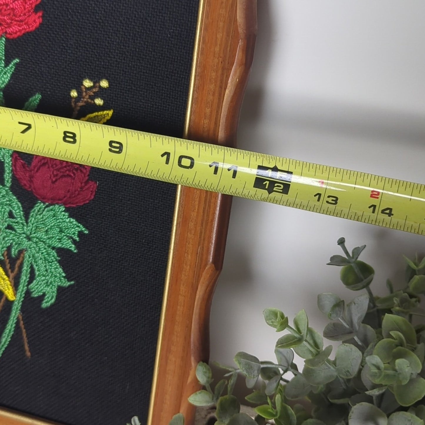 Vintage Floral Crewel Embroidery Framed Art, Romantic Cottage Wall  Art