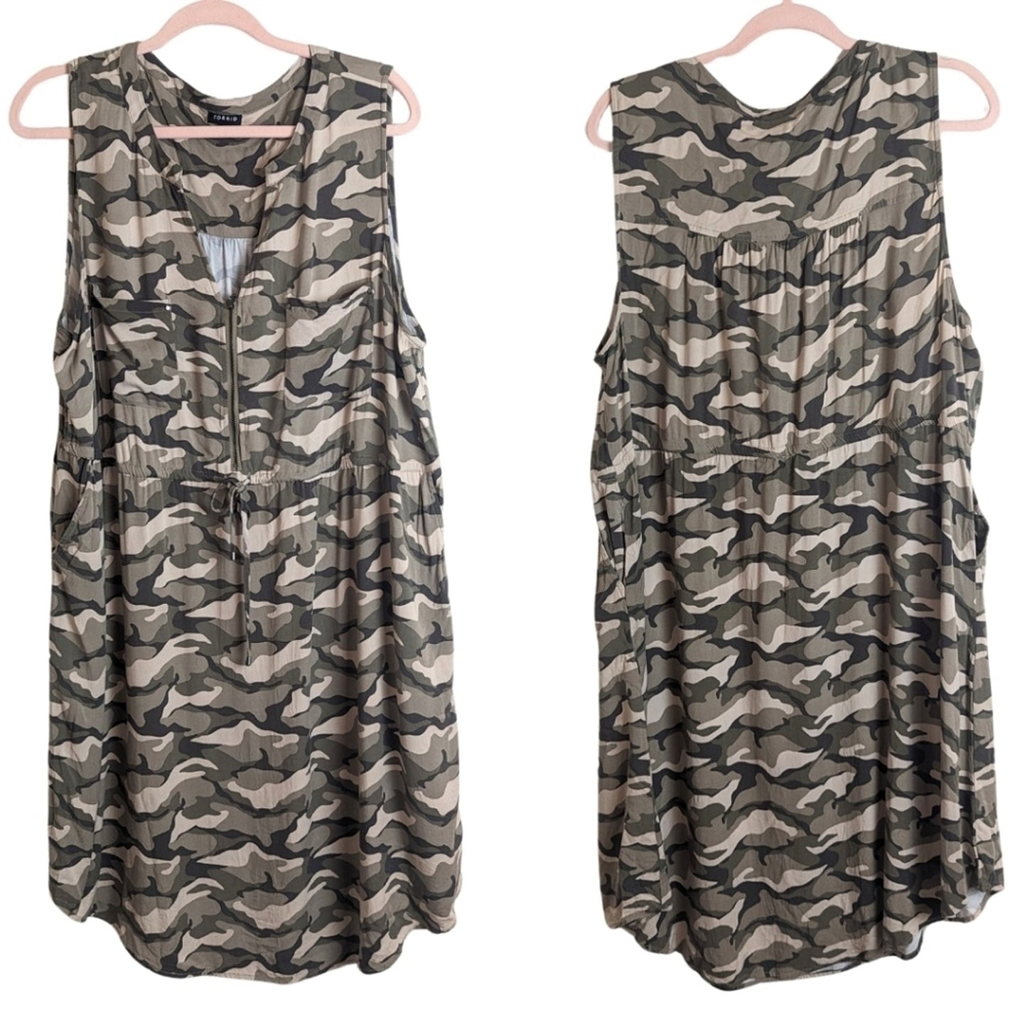 Mini Challis Zip-Front Shirt Dress Camp Women's Size 2X