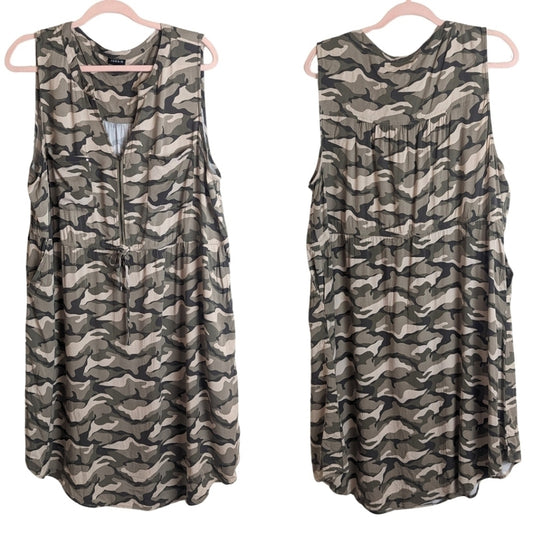 Mini Challis Zip-Front Shirt Dress Camp Women's Size 2X