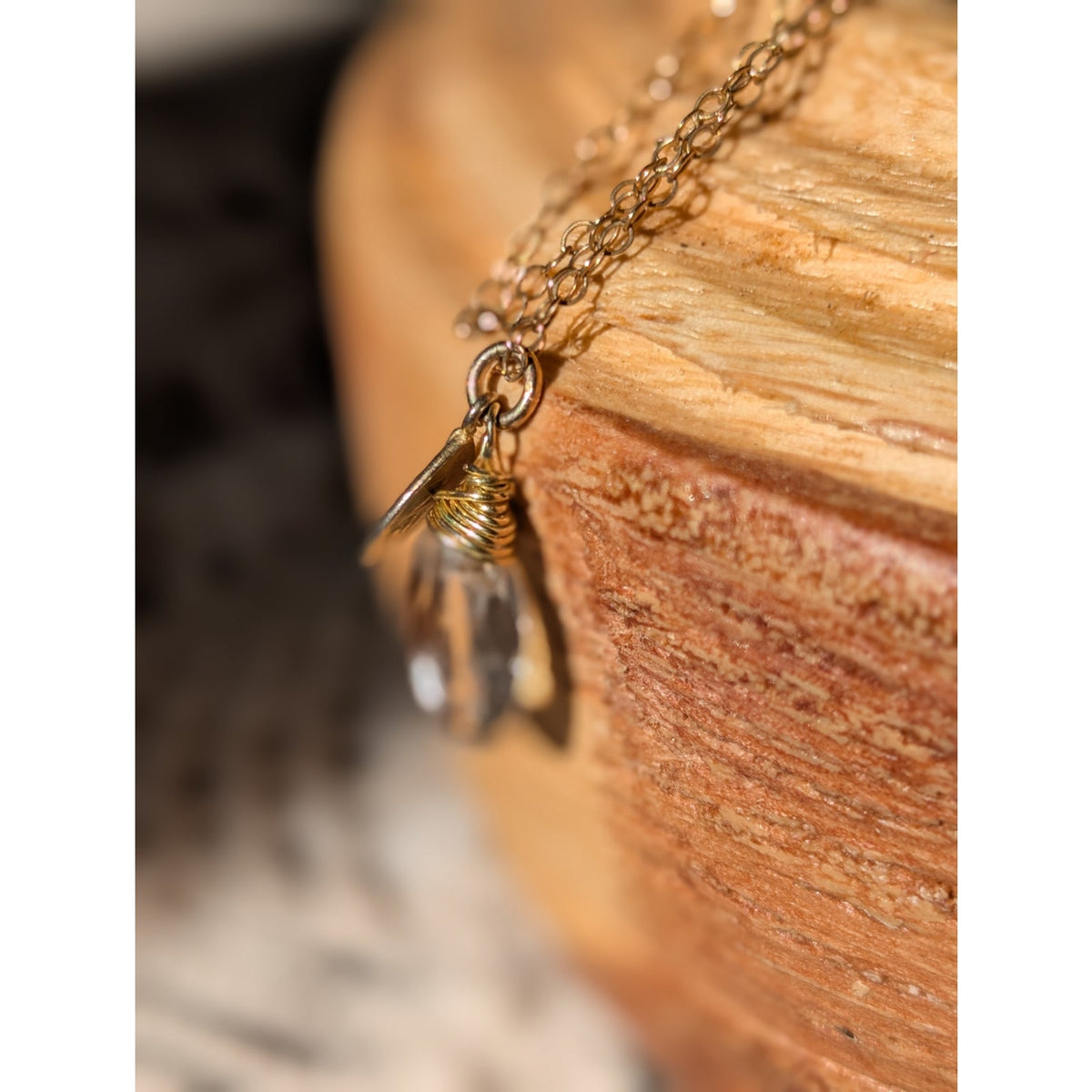 Personalized Clear Quartz Teardrop Necklace  14K Gold Filled Custom Initial Leaf Charm Dainty Bridal & Everyday Jewelry Gift for Her