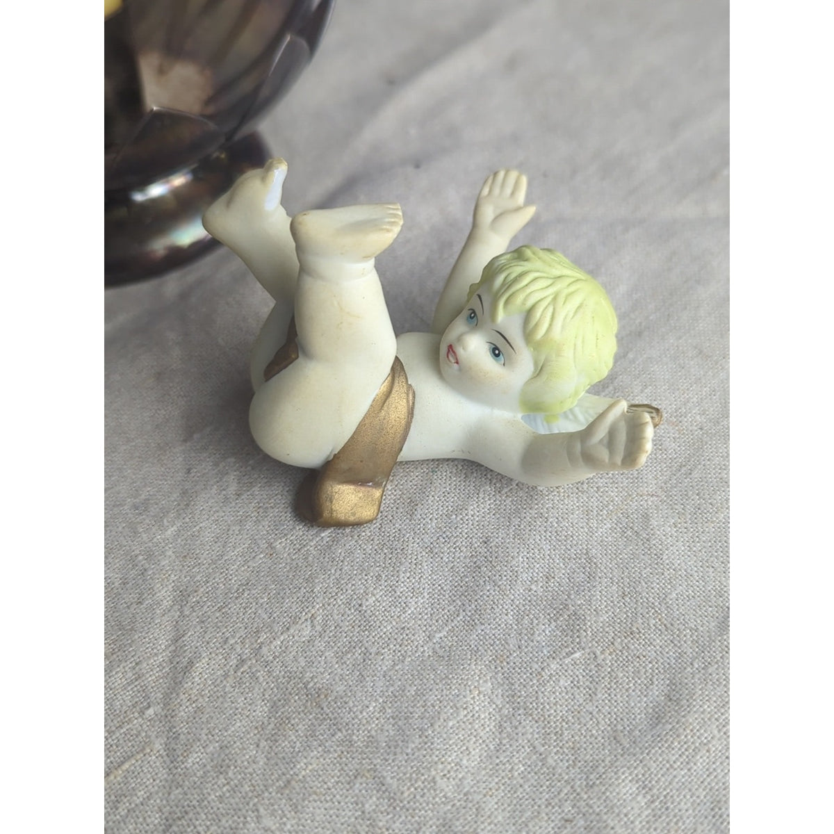 Vintage Cherub Candle Hugger – Romantic Putti Angel Pair Storybook Cottage