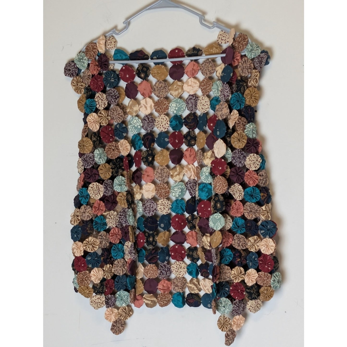 Vintage Handmade Pinwheel Patchwork Vest Wearable Textile Art Boho Granola Girl