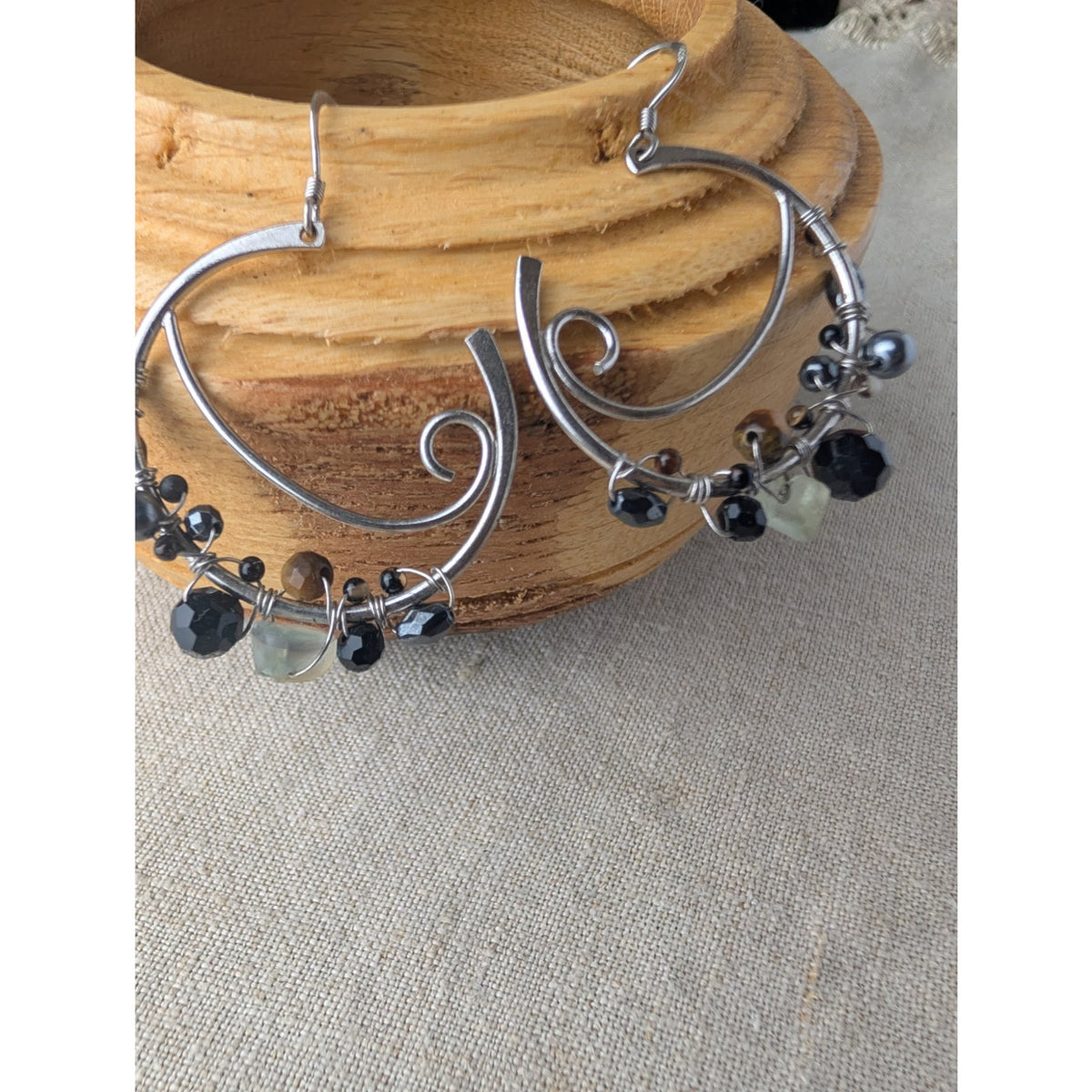 Whimsical Sterling Silver & Gemstone Hoop Earings One of a Kind Gifts for Her